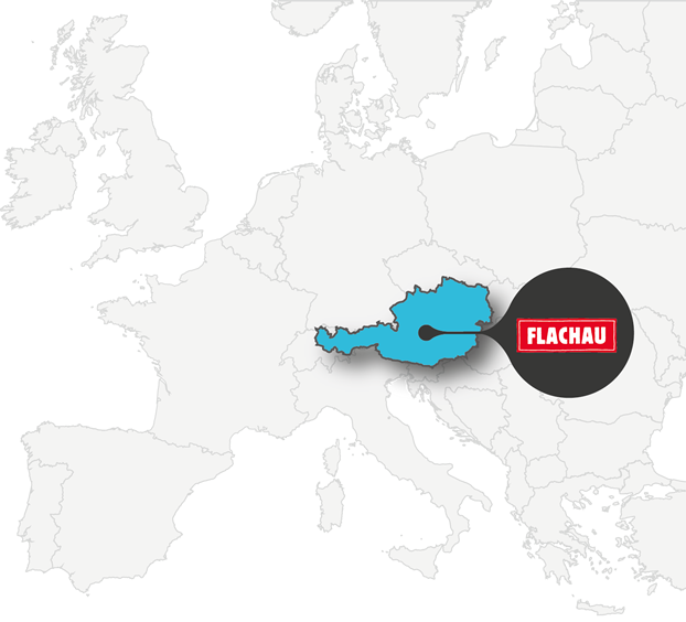 Europakarte mit Markierung Flachau